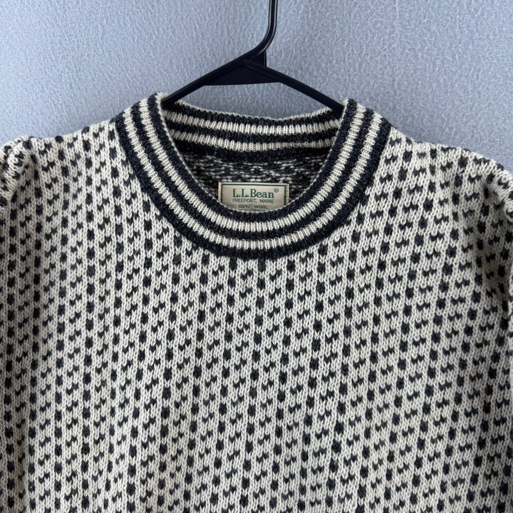 Vintage LL Bean Sweater Mens XLT Birdseye Wool Rayon Crewneck Fisherman Norway - Picture 2 of 12